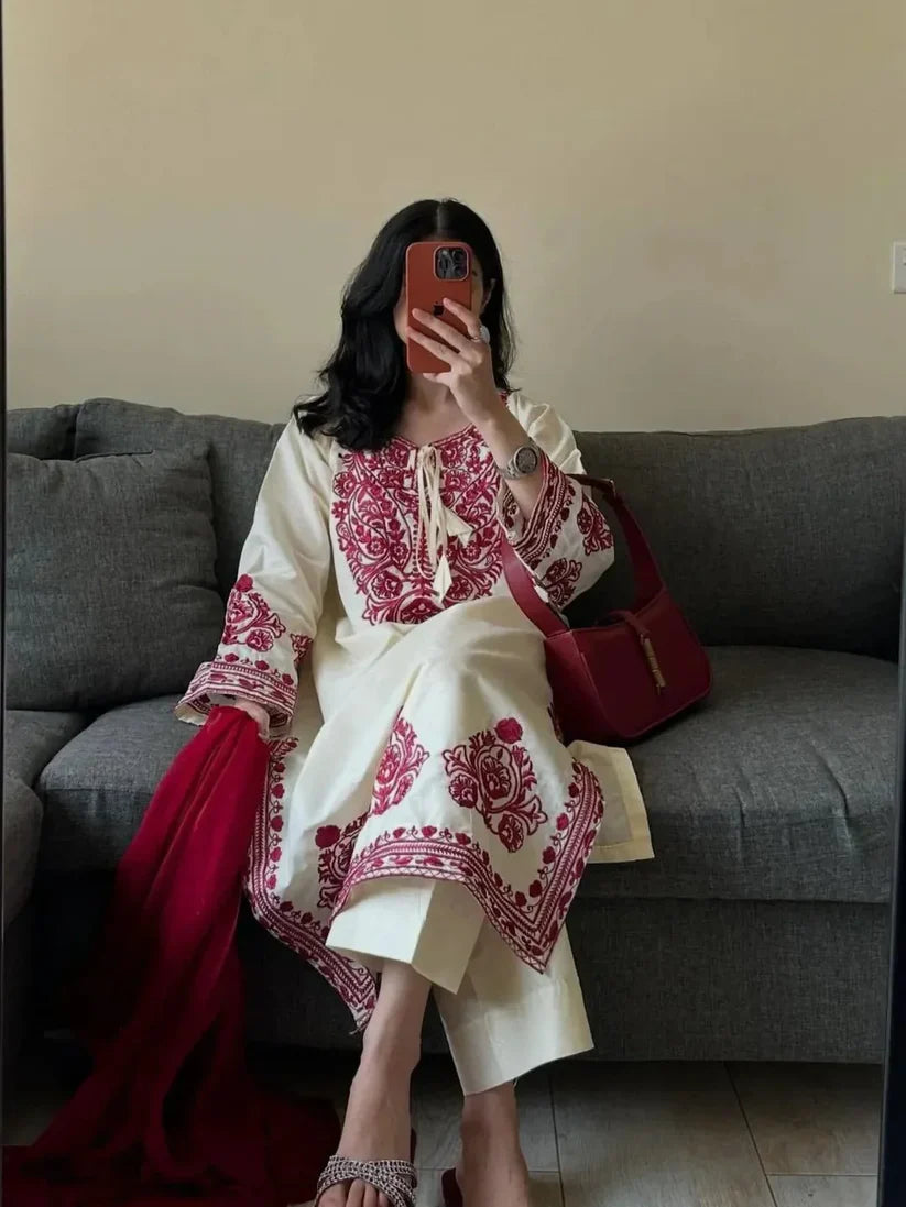 Marina Embroidered 3-Pcs-Haram Store